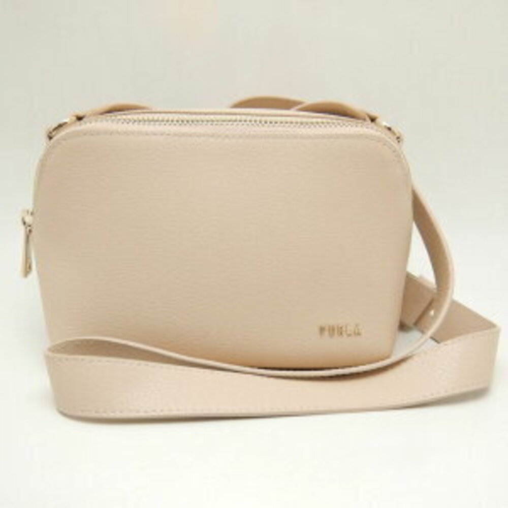 Furla Amica Beige Leather Shoulder Bag Tan